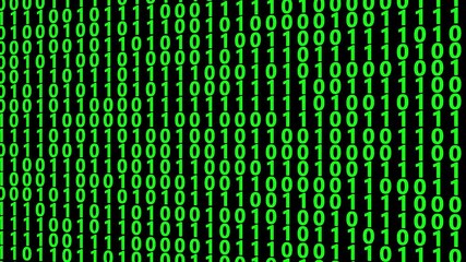 Abstract background . Digits 0 1 changes randomly .Abstract background or foreground with binary code animation. Static rows of dense binary code, consisting of alternating 1s and 0s, 