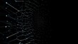 © Romin IT - Abstract interconnected network weaving through digital space symbolizing connection with dark black