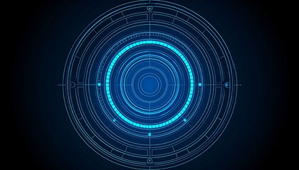 Wall Mural - futuristic blue ui target, showing data and direction. a bright ui target graphic, suitable for tech