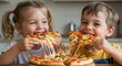 © Amal - Joyful Kids Enjoying Delicious Veggie Pizza