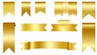 © Hadjnaas - Set of gold banner label ribbons with white background. Generated by artificial intel