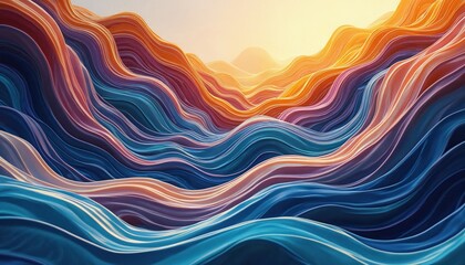 Aufkleber - Abstract futuristic wavy background in vibrant colors. Dynamic flowing lines, digital art. Colorful smooth curves, modern design. Ideal for website banners, posters, presentations. Creative concept,