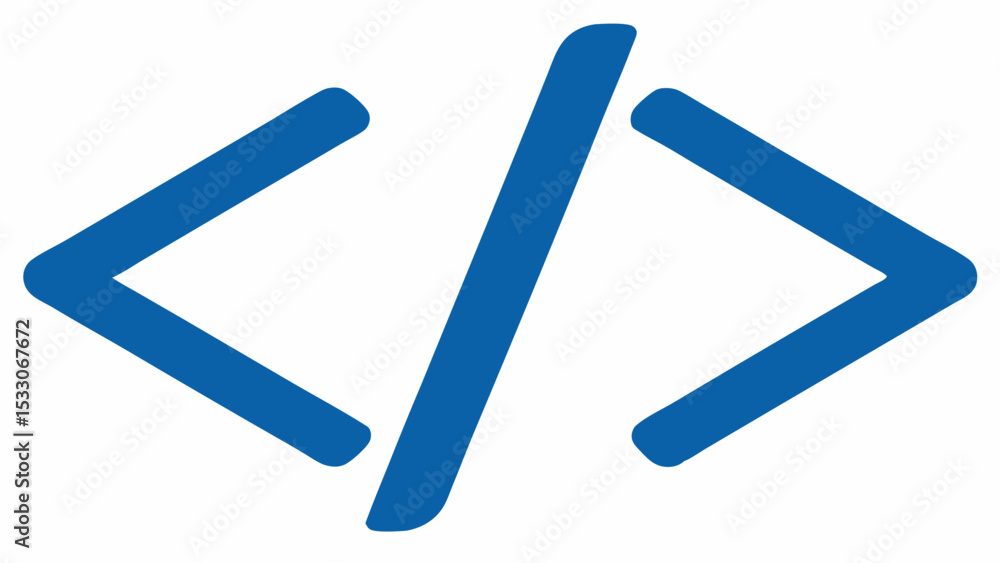 Blue Code Brackets and Slash Symbol on Transparent Background Stock ...