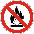 © Infinity Lens - No Open Flame Sign – Red and Black Prohibition Symbol for Fire Safety and Restricted Access