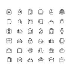  Collection of line art luggage and bag icons