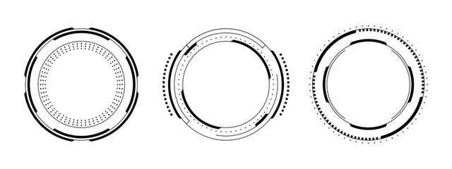 Wall Mural - set of three hud vector graphic circle frames. futuristic technology element for data display and ta