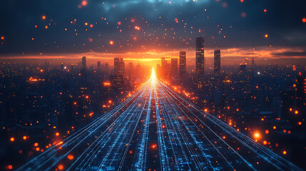 Wall Mural - light trails in the city