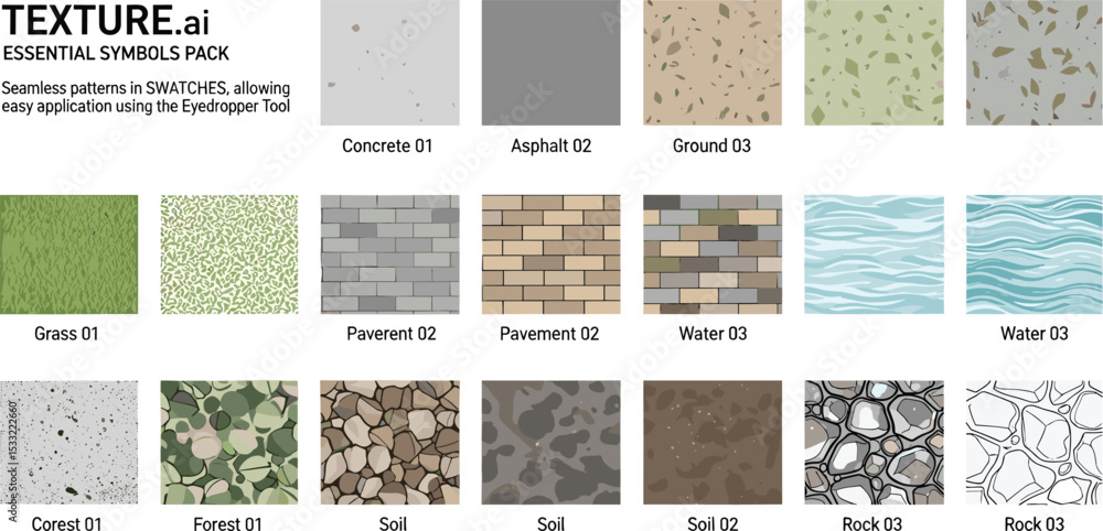 Vector pattern texture cad set for landscape architecture. Includes ...