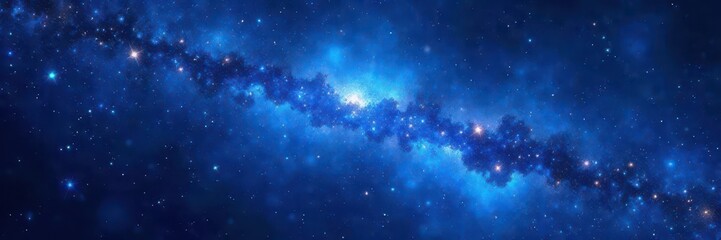 Wall Mural - Celestial explosion of vibrant blue stars against a dark cosmic background,  universe, stars
