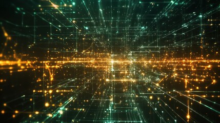 Abstract digital representation showing connected network communication lines