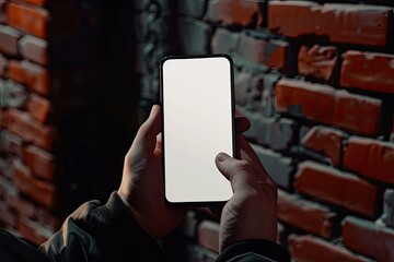 sharp picture of hand holding blank screen smartphone