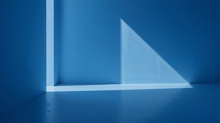 Canvas Print - minimalist abstract blue room sunlight shadow corner light geometry image