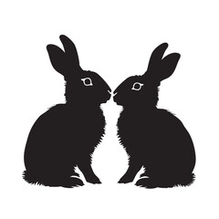 Wall Mural - Rabbits silhouette isolated in White background