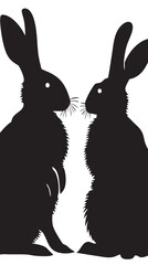 Wall Mural - Rabbits silhouette isolated in White background