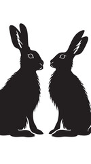Wall Mural - Rabbits silhouette isolated in White background