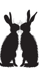Wall Mural - Rabbits silhouette isolated in White background
