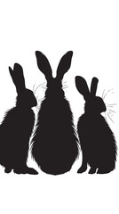 Wall Mural - Rabbits silhouette isolated in White background