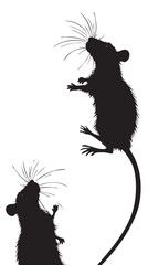 Wall Mural - Rats silhouette isolated in White background