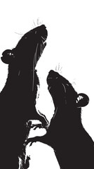 Wall Mural - Rats silhouette isolated in White background