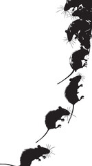 Wall Mural - Rats silhouette isolated in White background