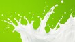 © zuka creative - Dynamic Milk Splash Creamy White Splashes on Vibrant Green Background