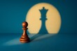 © ivatekstudio - Pawn's Aspirations: A lone pawn casts the regal shadow of a queen, a potent metaphor for ambition and the transformative power of aspiration.