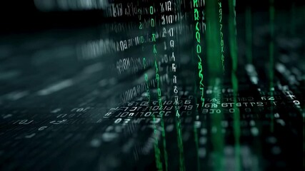 Abstract Digital Data Stream Green Code Flowing Over Dark Background