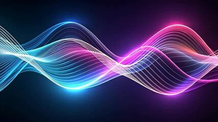 Wall Mural - neon flowing lines of light and color on a dark background