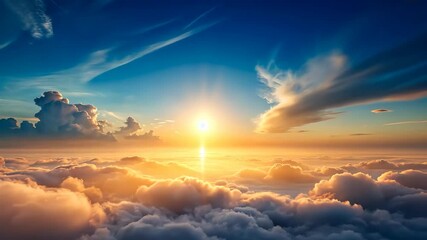 Wall Mural - sunrise above the clouds a majestic aerial view of dawn breaking over a sea of clouds