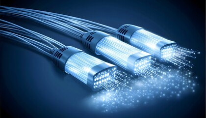 Wall Mural - fiber optic cables emitting a brilliant light.