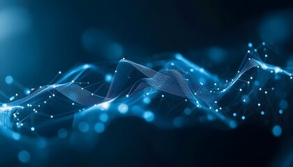 Wall Mural - abstract digital wave pattern in a dark blue background.