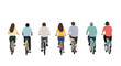 © Jonmart - Cyclists Ride: Back View of People on Bikes