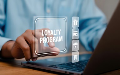 person interacts with a loyalty program interface on a laptop.