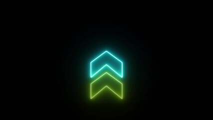 Wall Mural - Neon up moving arrow icon. Neon up arrow icon animation.