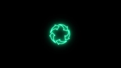 Wall Mural - Reload icon animation on black background. Neon refresh sign icon with Circle arrow rotation animated.