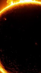 Wall Mural - detailed view of an alien planet, glowing with orange, yellow, and red plasma flares and hot energy 