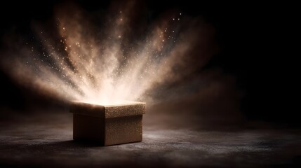 Wall Mural - dramatic light bursting from a mysterious gift box