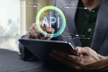 modern api programming interface concept with touchscreen interaction