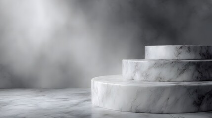 Wall Mural - minimalist marble podium on soft gray background