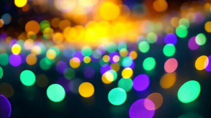 Wall Mural - A colorful bokeh background with bright circles of light and a dark atmosphere.