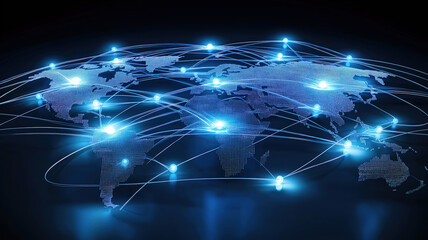 Wall Mural - worldwide information transfer and business connections depicted in global concept art