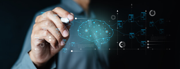 Artificial intelligence machine learning ai. Neural networks. Data science technology.