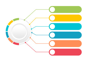 Wall Mural - colorful circular infographic template 6 options process diagram. vector illustration