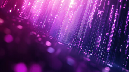 Wall Mural - purple tech city background with abstract buildings and smart futuristic neon cityscape design