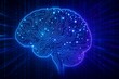 © Kokolono - An artistic depiction of artificial intelligence, showing a glowing brain composed of circuits and neural links amidst flowing data.