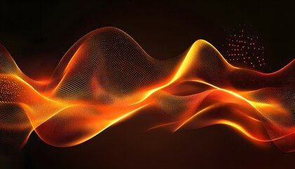 Wall Mural - abstract design with warm orange wavy lines.