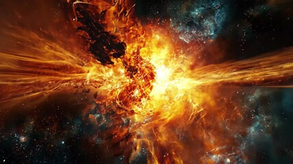 Wall Mural - vibrant interstellar nebula displaying fiery and cool tones in a cosmic panorama, vibrant interstell