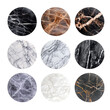 © Aliakbar - Set of various modern round Marble on isolated transparent cutout PNG Background