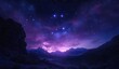 © Shindra - Night sky over a mountain range.  Vast, star-studded night, purple hues, jagged peaks