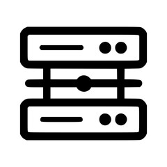 a stylized icon depicting a network server rack with two interconnected units.